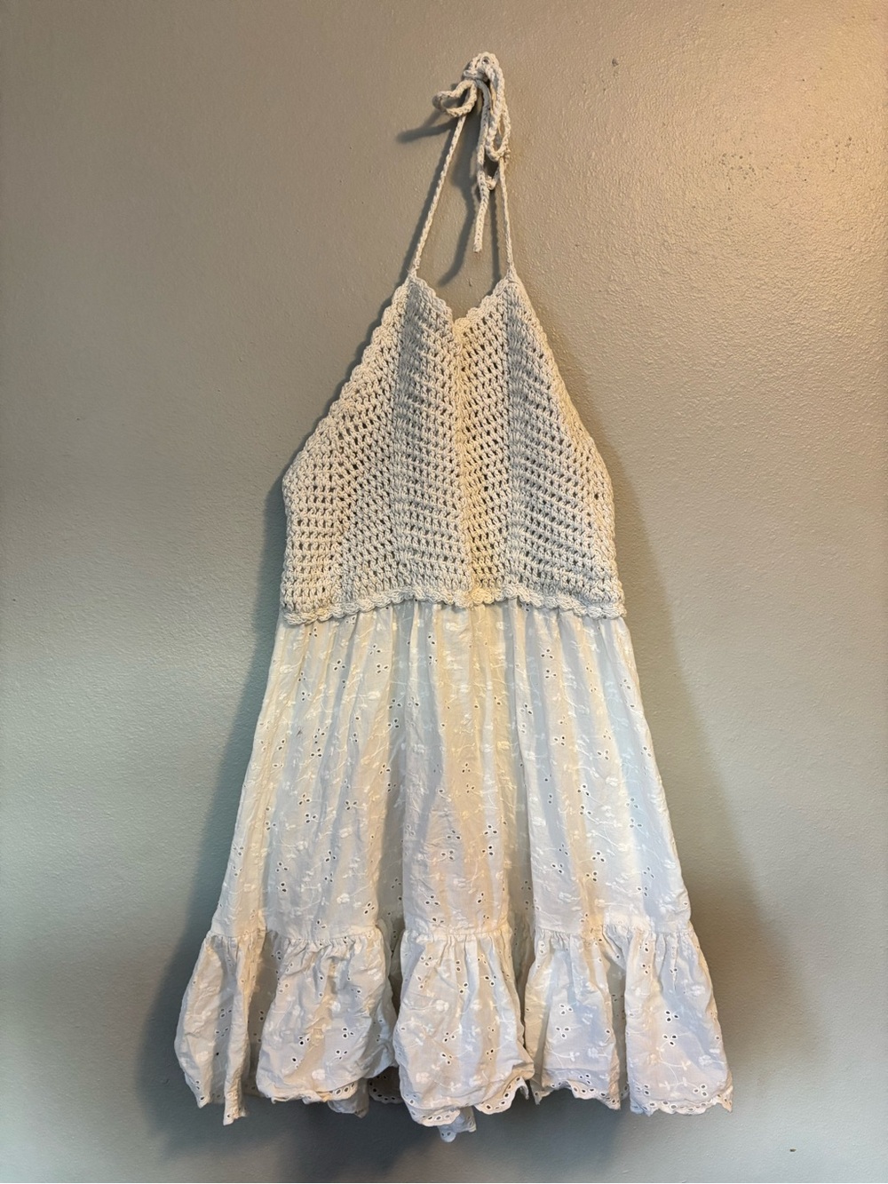 ASOS White Crochet Halter Sundress